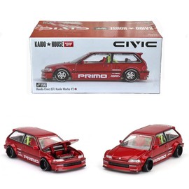Collectibles Diecast Model Car Compatible with Honda Civic (EF) Kaido Works V2 M Red Limited Edition 1/64 Diecast Model Car Kaido House KHMG156