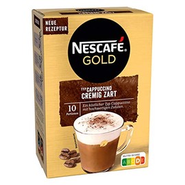 NESCAFÉ Gold type cappuccino creamy delicate, drink powder made from soluble bean coffee, portionwise taste, caffeinated, 1 pack (1 x 10 sticks of 14 g)