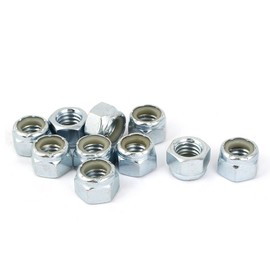 Sourcingmap 7/16 inch-14 Zinc Plated Hex Lock Nuts Silver Tone 10pcs