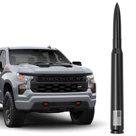 American Flag Car Truck Bullet Antenna Replacement - Anti-Theft Design for GM Chevy Silverado GMC Sierra 1500 2500HD 3500HD Custom High Country ZR2 Z71 RST Redline AT4 Denali 2007-2025 Black