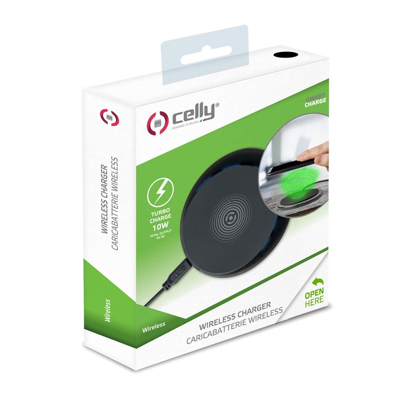 Celly-Wireless Charger Pad Fast Charger Black