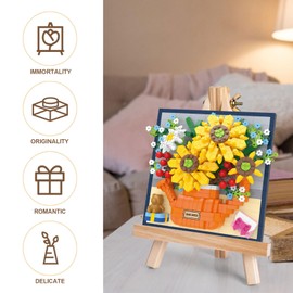 STETHI Flower Bouquet Grainy Building Block Toy, Plants Flower Assembly Model Enjoy Time Fun, Sunflower