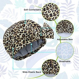LADES Shower Cap - Women Bowknot Bath Cap Double Layer Large Reusable Shower Hat For Bathing Showering Spa Hotel Travel Use