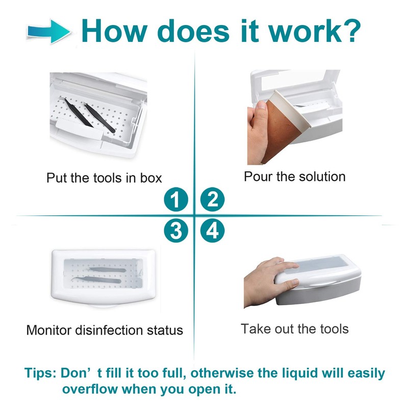 Nail Tool Sterilizer Box, Plastic Sterilization Tray for Tweezer, Eyelash
