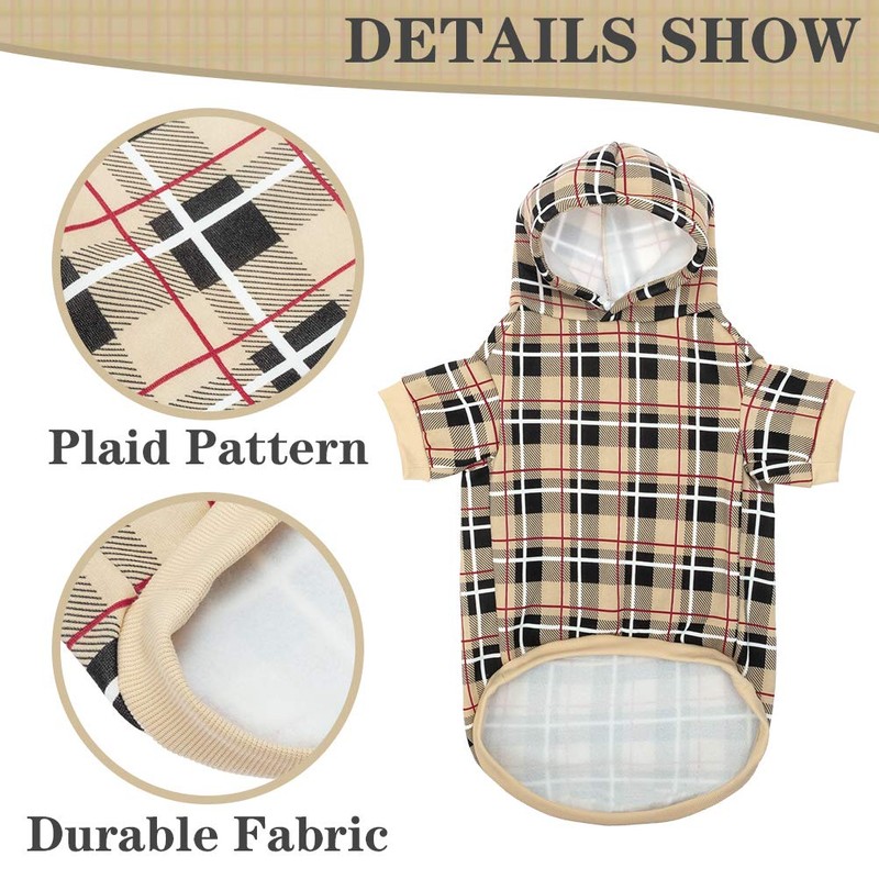 EXPAWLORER Plaid Dog Hoodie - British Style Plaid Pet Sweaters