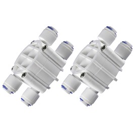 2pcs 4-Way Auto Shut Off Valve, 4 Way 1/4 Port Auto Shut Off Valve, Ro Auto Shut-Off Valve Switch, Auto Shut Off Valve for Ro Water Purifier Reverse Osmosis System