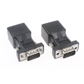 NOYITO VGA to RJ45 Adapter VGA Extender Cat5 20 Meters Cat6 25 Meters VGA 15 Pin to RJ45 Male Female Network Cable Connector Support 720P 1080I 1080P Analog HD Transmission (Pack of 2) (2 Males)