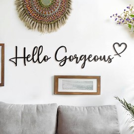 Hello Gorgeous Wall Decor: Chic Boutique-Inspired Sign for Girly Rooms and Bathrooms - No Drilling Necessary, Perfect Bathroom Set Addition