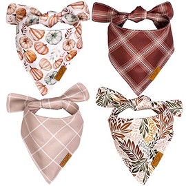 Remy+Roo Bandanas para perro – Paquete de 4 | Juego de ámbar | Tela duradera de alta calidad | Forma única | Ajuste ajustable | Múltiples tamaños disponibles (grande)