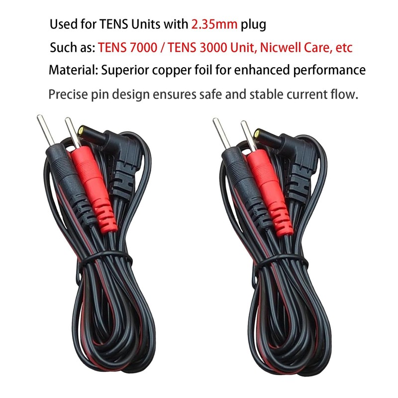 4 Packs TENS Lead Wires Replacement with Upgraded Durability Compatible
