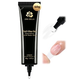 UNA GELLA Gel Nail Glue, Solid Nails Gl ue Gel 40g Lamp Curing Needed Soak Off G LUE Strong Nail G LUE G el for Acrylic Fake Nails Tips Extension Press On Nails for Gelly Tips
