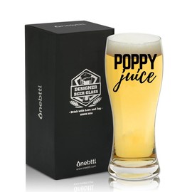 Onebttl Poppy Gifts for Fathers Day, Christmas, 15oz Beer Pint Glass Poppy Gift for Grandpa from Granddaughter Grandson