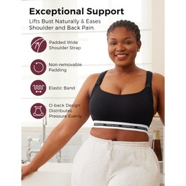 momcozy Breastfeeding Breasts FB011 Low Impact Sports Breastfeeding Support for Pregnancy and Breastfeeding Padded Wireless Breasts, black