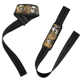 Muñequeras y correas de elevación retro Cool Panda de 26 pulgadas, correas antideslizantes de peso muerto para levantamiento de pesas, culturismo, levantamiento de potencia, entrenamiento de fuerza
