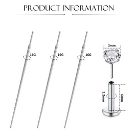 WillTen Piercing Insertion Aid Interchangeable Aid for Change, Insertion Tool, Threader Tool, Ear Stretching Kit, Threadless Insertion Pin, 16 g, 18 g, 20 g, Pack of 4, Stainless Steel