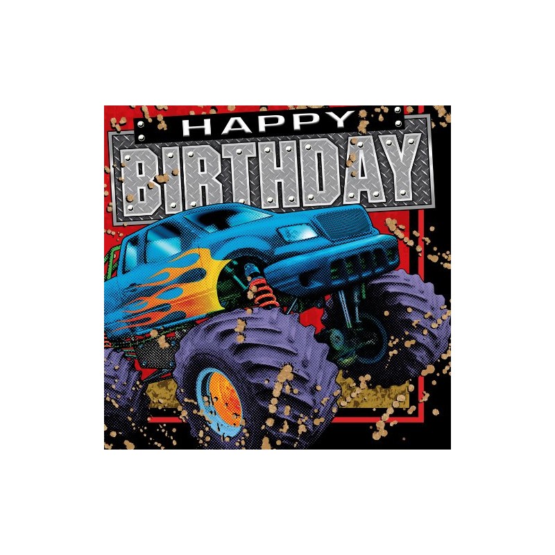 16-Count Paper Lunch Napkins, Mudslinger Happy Birthday