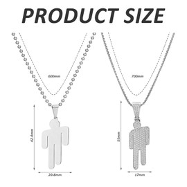 CVFRTT 2 Pieces Hip Hop Necklace, Stainless Steel Pendant Necklace, Fashionable Simple Necklace, Creative Pendant Necklace, Clothing Accessories