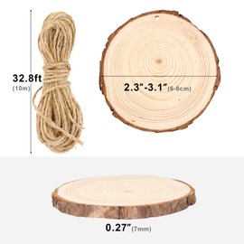 Falling in Art 2.3-3.1 Inches Natural Wood Slices Set for Crafts - 25Pcs Round Wood Discs with Pre-drilled Hole for DIY Projects, Christmas Ornaments and Wedding Decoration