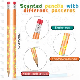 LATERN 60Pcs Scented Pencils for Kids, 17CM Fruit Scented Pencils HB Graphite Pencils Colorful Fun Wood Pencils with Erasers for Boys Girls School Stationery Party Reward Supplies (10 Styles)