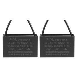 YOKIVE 2Pcs Ceiling Fan Capacitor CBB61, Metallized Polypropylene Film Capacitor Great for Fans Pumps Motors Running (4uF 350V AC 2 Wires 50/60Hz)
