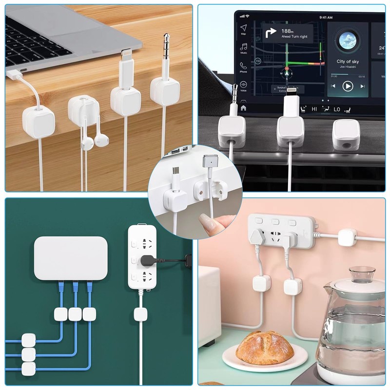 Soodyoow 8 Pezzi Supporto per cavi magnetico, Organizer per la