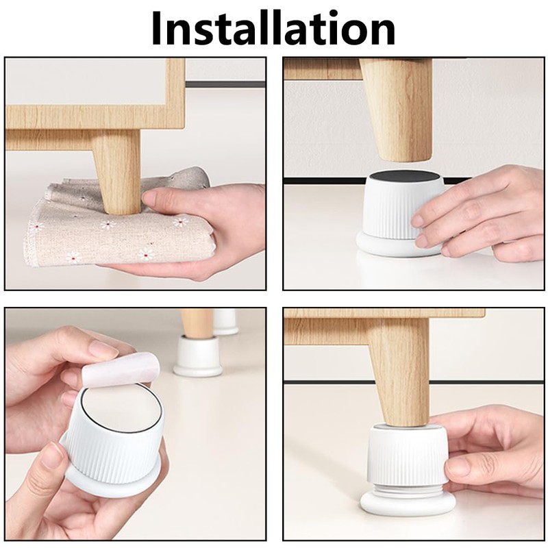 SagaSave 4Pcs Adjustable Furniture Bed Risers, 1.6-2.5 inch Anti Slip