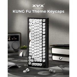 HITIME XVX Keycaps - White Cute PBT Keycaps, MOA Keycaps Dye-Sublimation, Custom Keyboard Keycaps 60 65 75 100 Percent for 100%, 75%, 65%, 60% Keyboard, 140 Keys Keycaps Set