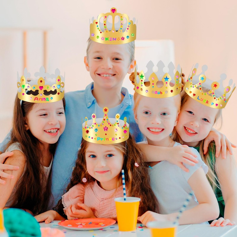 MGZTTHW Gold Paper Crowns, 10pcs Diy Birthday King Crowns Craft