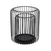 Cage Candleholder Set Matte Black Metal Cylinder Modern Simple Bird