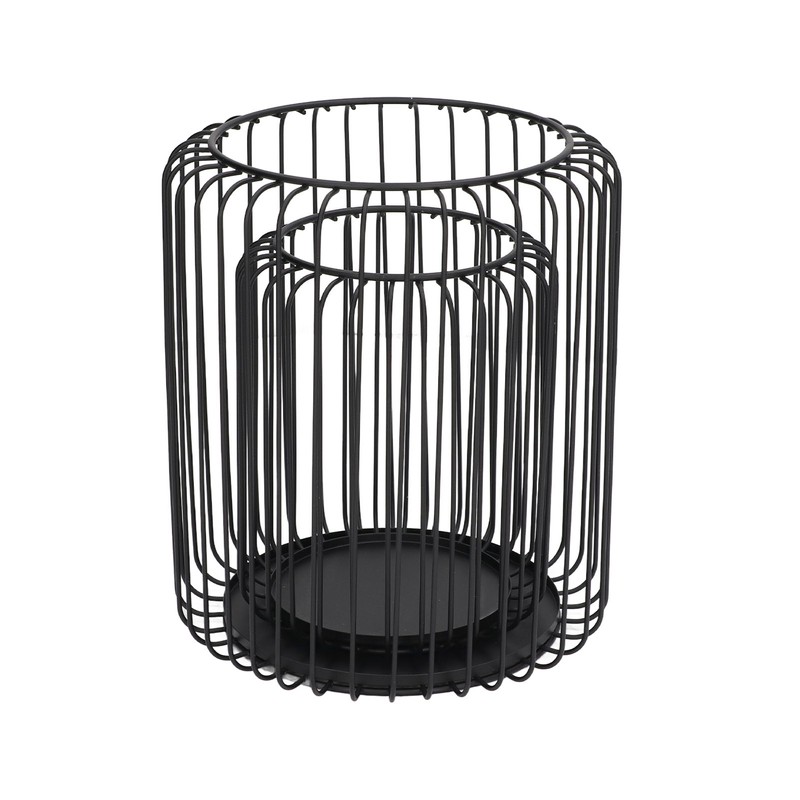 Cage Candleholder Set Matte Black Metal Cylinder Modern Simple Bird