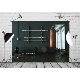 CORFOTO Fabric 6x4ft Gym Backdrop Theme Photography Sports Fitness Equipment Sandbags Workout Background for Birthday Party Men Boys Bedroom Office Decor Tapestry Scene Setting Posing Photoshoot