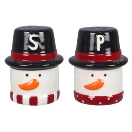 The Bridge Collection Winter Snowman Salt and Pepper Shaker Set - 2 Piece Set - Snowmen With Top Hats Christmas Kitchen Items - Fun Salt and Pepper Shakers for Home Decor