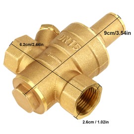 Water Pressure Valve, Brass DN15 Adjustable Water Pressure Regulator Pressure Reducing Valve with Gauge Meter for Tap Water Equipment