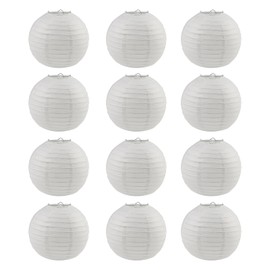 DARENYI White Paper Lanterns, Set of 12, Diameter 5.9 inches (15 cm), Paper Lanterns, Bon Festivals, Summer Festivals, First Bon, New Bon, Event Decoration, Round Shape, Solid