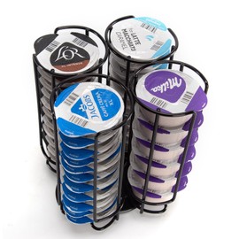 SYSYLY Coffee Capsule Holder Compatible with Tassimo Capsules, Coffee Pod Stand for 44 Tassimo Pods,Coffee Pod Rack, 360° Rotatable and Non-Slip, Black