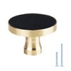 UniDes 2 Pack Solid Brass Knobs,Round Black knobs for cabinets