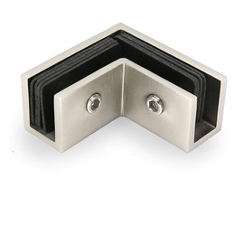 Square 90 Degree Sleeve Over Shower Door Glass Clamp, Brush Finish, CC-101290S