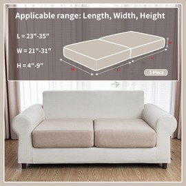 QIANMEW Couch Cushion Covers, Comfort Soft Magic Sofa Covers Washable Stretch Resistant Slipcovers for Sectional and L Shaped Seats Furniture Protectors for Pets (2 Seaters Covers, Light Brown)