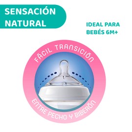 Chicco Ajustables, Natural Feeling Set De 2 Tetinas Fast Flow Para Bebés 6 Meses Unisex Baby, Claro, Meses Paquete De