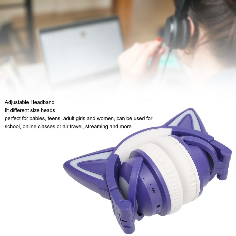 Cat Ear Bluetooth Headset Stereo Cute High Sensitivity Built in