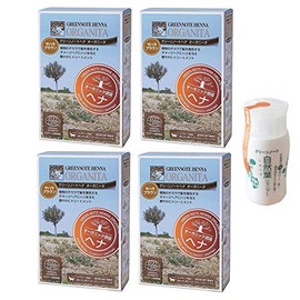 [Set of 4] Green Note Henna Sahara Brown 3.5 oz (100 g) + [Bonus] Green Note Natural Leaf Shampoo 1.0 fl oz (30 ml) Size