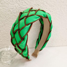 Fashion Women Knotted Jeweled Headband Crystal Embellished Mixed Top Hairband ladies Twist Nylon Hair Accessories for Girls (Green)