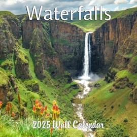 2025 Waterfalls Monthly Wall Calendar | 12" x 24" | Thick Sturdy Paper | Travel Calendar 2024-2025