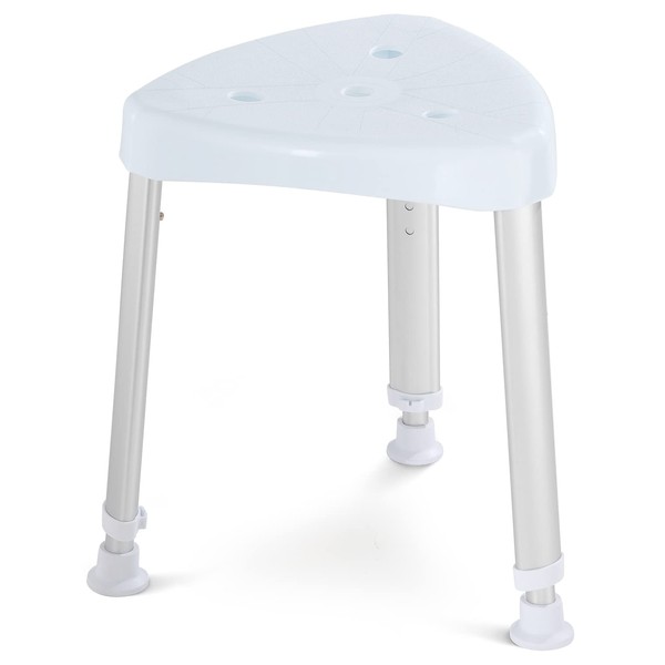 OasisSpace Adjustable Corner Shower Stool - Triangle Spa Shower Seat for Inside Shower, Shower Shaving Stool for Adults, Anti-Slip and Durable Shower Chair for Small Shower