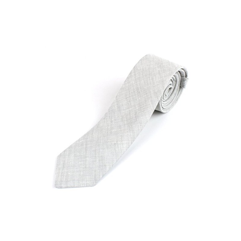Men's Cotton Linen Skinny Necktie Tie Sand Wash Solor Color
