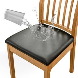 MUKA 4pcs Waterproof PU Leather Dining Chair Seat Covers Removable Chair Seat Cushion Cover Chair Seat Slipcovers Protector