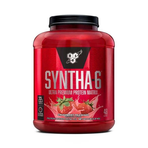 BSN SYNTHA-6 Whey Protein Powder with Micellar Casein, Milk Isolate, Strawberry Milkshake, 48 Servings (Packaging May Vary)