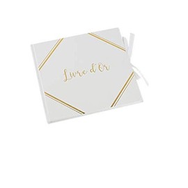 artifêtes White and Gold Guest Book with Moulding 21cm