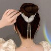 Rannyrena Pearls Tassel Rhinestone Ponytail Claw Clip for Women Crystal