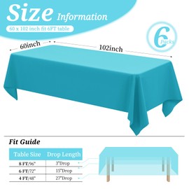 6 Pack Teal Tablecloth 60 x102 inch Polyester Table Cloth